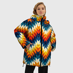 Куртка зимняя женская Этнический орнамент афро, цвет: 3D-черный — фото 2