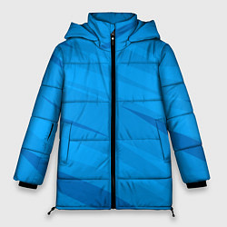 Куртка зимняя женская Насыщенный голубой полосами, цвет: 3D-черный