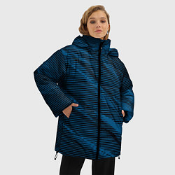 Куртка зимняя женская Полосатый чёрно-синий, цвет: 3D-черный — фото 2