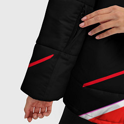 Куртка зимняя женская Бело-красные полосы на чёрном фоне, цвет: 3D-светло-серый — фото 2