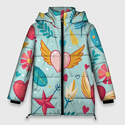 Куртка зимняя женская Сердечко с крылышками, цвет: 3D-красный