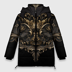 Куртка зимняя женская Объемные старые классические узоры, цвет: 3D-черный