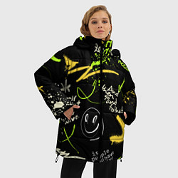 Куртка зимняя женская Неоновый смайл, цвет: 3D-черный — фото 2