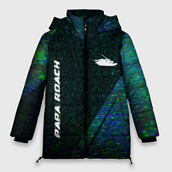 Куртка зимняя женская Papa Roach glitch blue, цвет: 3D-черный