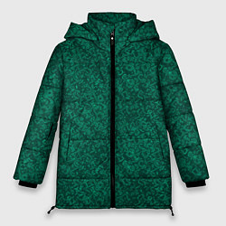 Куртка зимняя женская Изумрудный зелёный однотонный текстурированный, цвет: 3D-черный