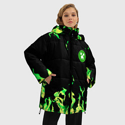 Куртка зимняя женская Minecraft green flame, цвет: 3D-черный — фото 2