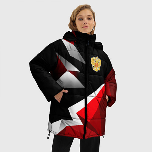 Женская зимняя куртка Russia uniform - красный и черный / 3D-Красный – фото 3