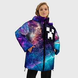 Куртка зимняя женская Minecraft space game, цвет: 3D-черный — фото 2