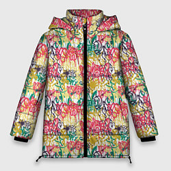 Куртка зимняя женская Граффити с подтёками, цвет: 3D-черный
