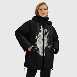 Куртка зимняя женская Глаза и дым, цвет: 3D-черный — фото 2