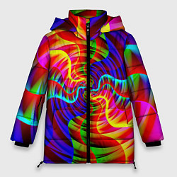 Куртка зимняя женская Абстрактные волнистые линии, цвет: 3D-черный