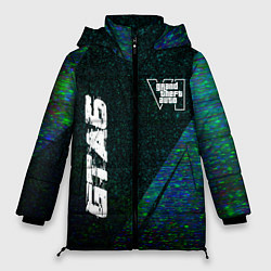 Куртка зимняя женская GTA6 glitch blue, цвет: 3D-черный
