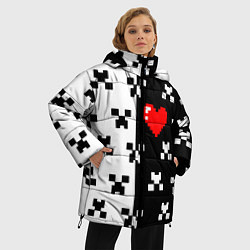 Куртка зимняя женская Minecraft pattern love, цвет: 3D-красный — фото 2