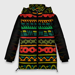 Куртка зимняя женская Ethnic ornament on black, цвет: 3D-черный