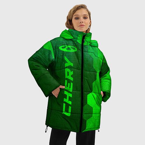 Женская зимняя куртка Chery - green gradient по-вертикали / 3D-Черный – фото 3