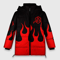 Куртка зимняя женская Linkin park logo fire, цвет: 3D-черный