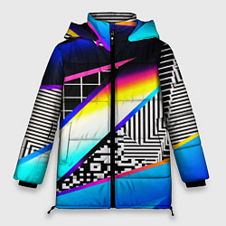 Женская зимняя куртка Neon stripes geometry