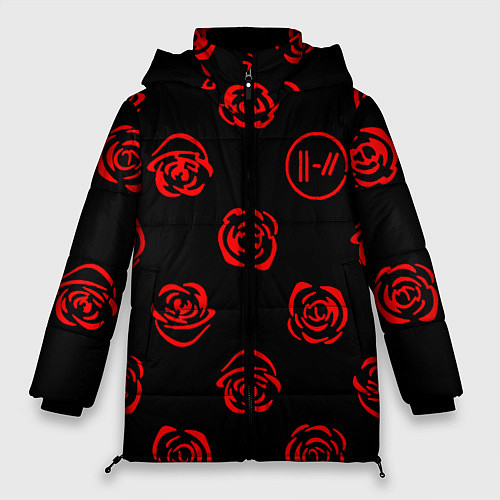 Женская зимняя куртка Twenty one pilots rose pattern / 3D-Красный – фото 1