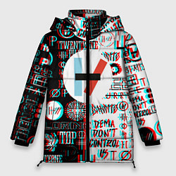 Куртка зимняя женская Twenty one pilots glitch pattern, цвет: 3D-светло-серый