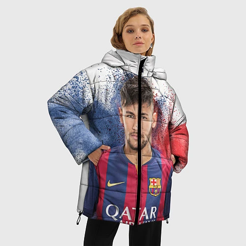 Женская зимняя куртка Neymar FCB / 3D-Черный – фото 3