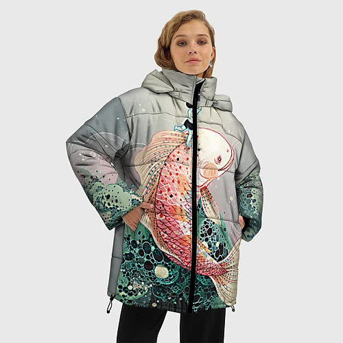 Женская зимняя куртка Рыба / 3D-Черный – фото 3