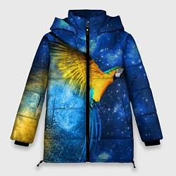 Куртка зимняя женская Космический попугай, цвет: 3D-черный