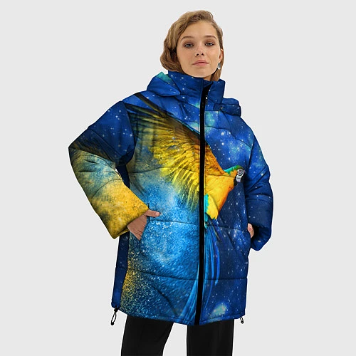 Женская зимняя куртка Космический попугай / 3D-Черный – фото 3