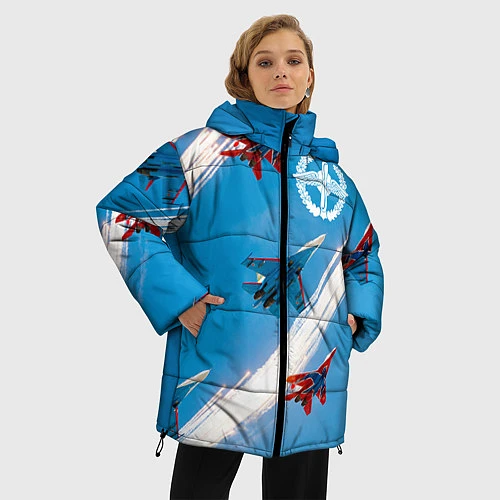 Женская зимняя куртка Самолеты ВВС / 3D-Черный – фото 3