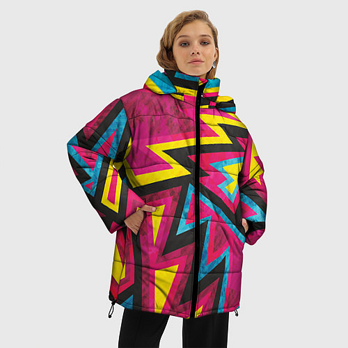 Женская зимняя куртка Геометрия / 3D-Черный – фото 3