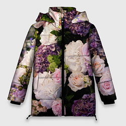 Куртка зимняя женская Весенние цветы, цвет: 3D-черный