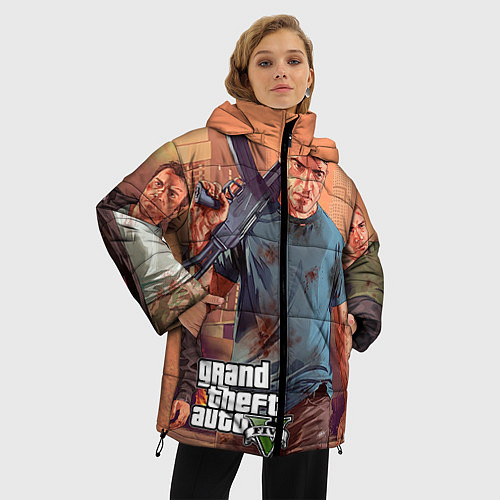 Женская зимняя куртка GTA 5: Gangsta / 3D-Черный – фото 3