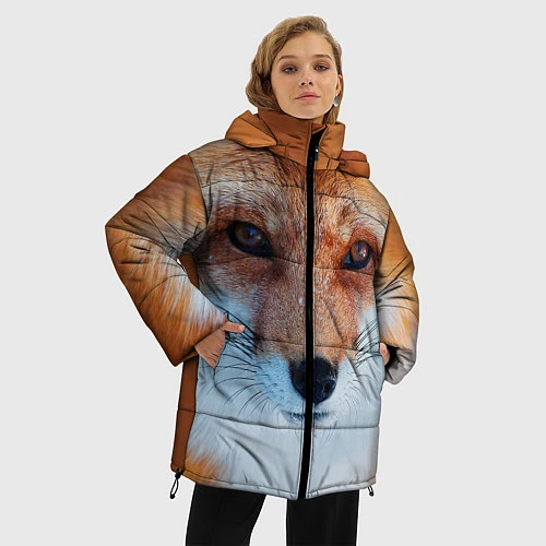 Женская зимняя куртка Взгляд лисы / 3D-Красный – фото 3