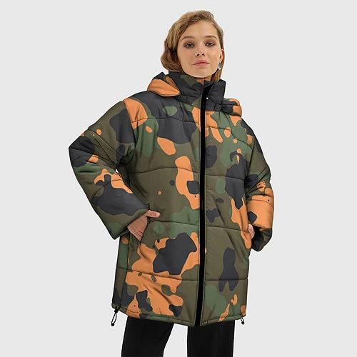 Женская зимняя куртка Камуфляж: хаки/оранжевый / 3D-Красный – фото 3