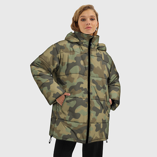 Женская зимняя куртка Камуфляж: хаки / 3D-Светло-серый – фото 3