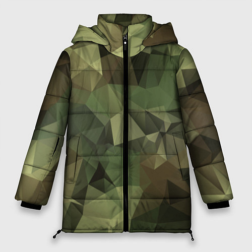 Женская зимняя куртка Полигональный камуфляж / 3D-Красный – фото 1