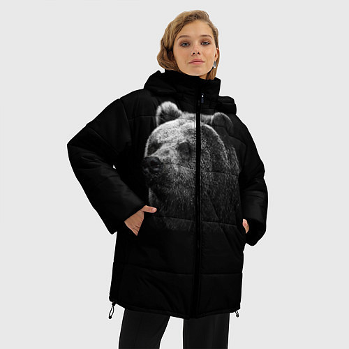 Женская зимняя куртка Взгляд мишки / 3D-Черный – фото 3