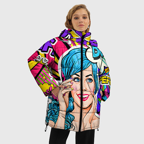 Женская зимняя куртка Pop art / 3D-Черный – фото 3