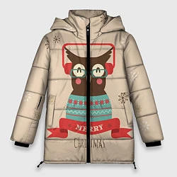 Куртка зимняя женская Сова в наушниках, цвет: 3D-светло-серый