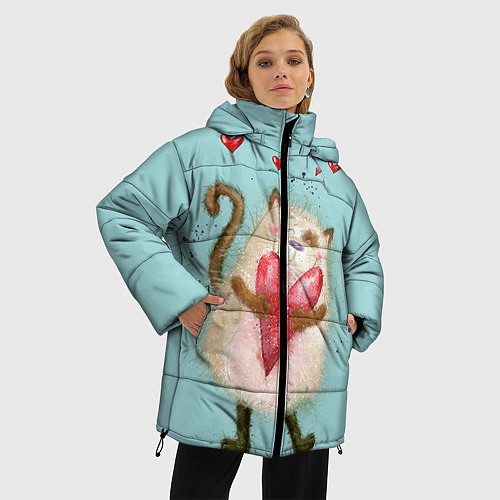Женская зимняя куртка Котик / 3D-Черный – фото 3