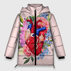 Куртка зимняя женская Цветочное сердце, цвет: 3D-черный