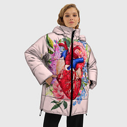 Куртка зимняя женская Цветочное сердце, цвет: 3D-черный — фото 2