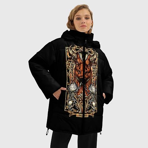 Женская зимняя куртка Телец / 3D-Черный – фото 3