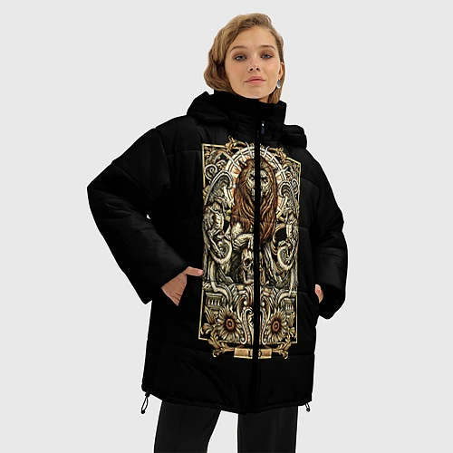 Женская зимняя куртка Лев / 3D-Черный – фото 3
