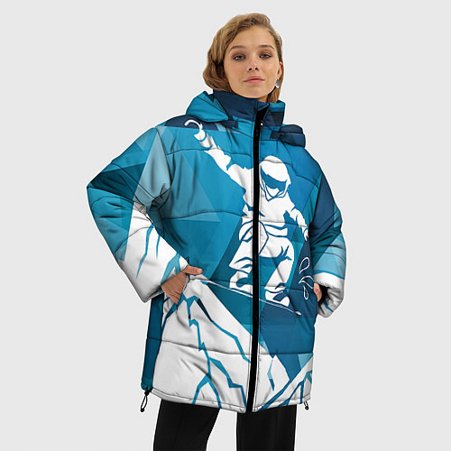 Женская зимняя куртка Горы и сноубордист / 3D-Черный – фото 3