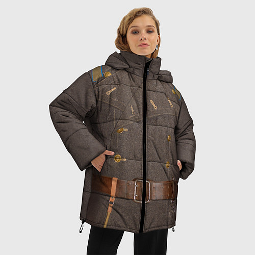 Женская зимняя куртка Шинель / 3D-Черный – фото 3