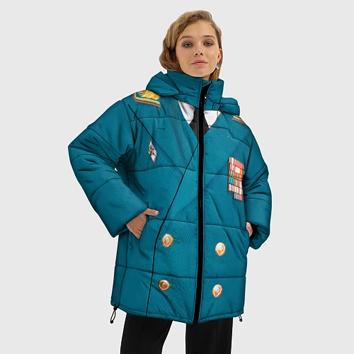 Женская зимняя куртка Китель / 3D-Черный – фото 3