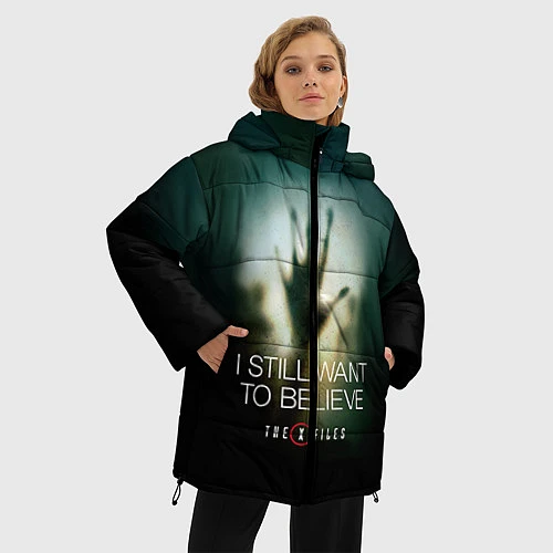 Женская зимняя куртка X-files: Alien hand / 3D-Черный – фото 3
