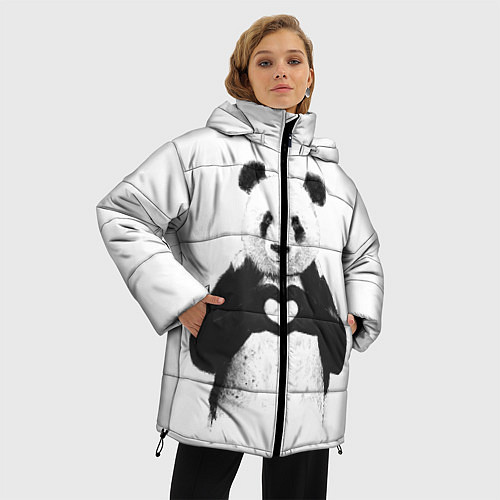 Женская зимняя куртка Panda Love / 3D-Черный – фото 3