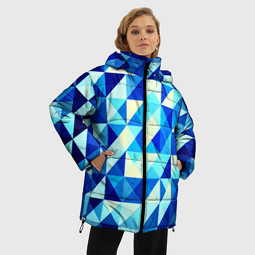 Женская зимняя куртка Синяя геометрия / 3D-Черный – фото 3