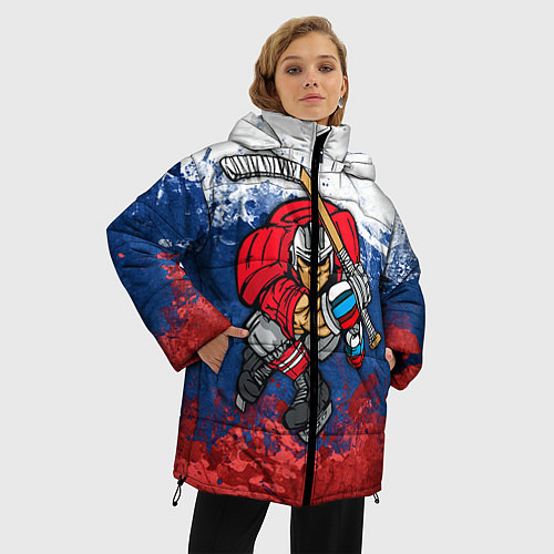 Женская зимняя куртка Русский хоккеист / 3D-Черный – фото 3
